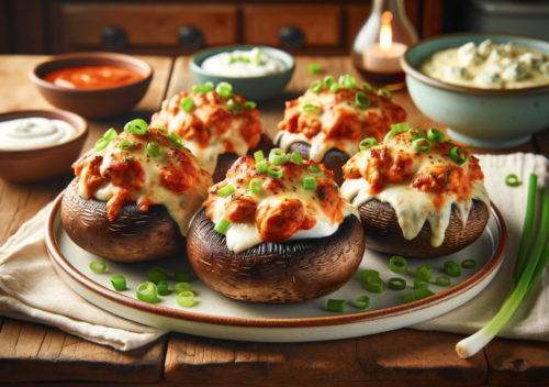 Buffalo Chicken Stuffed Portobello Mushrooms