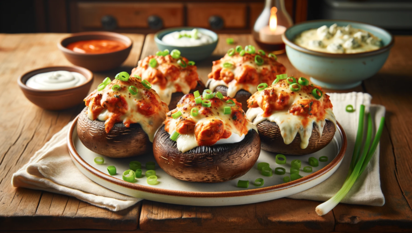 Buffalo Chicken Stuffed Portobello Mushrooms