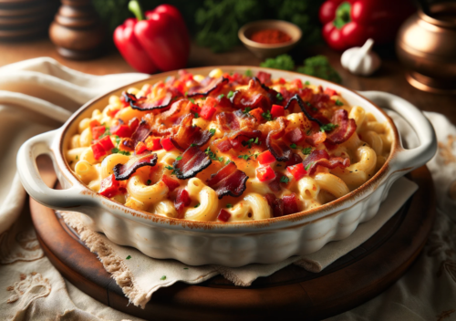 Smokey Bacon and Roasted Red Pepper Mac and Cheese