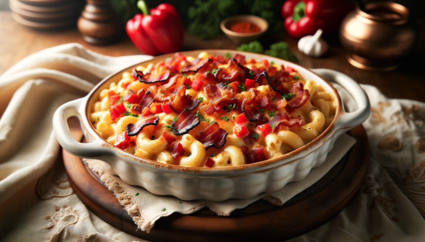 Smokey Bacon and Roasted Red Pepper Mac and Cheese