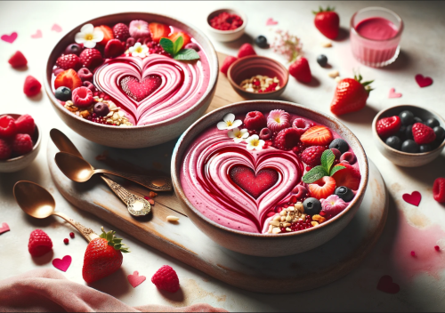 Love Potion No. 9 Smoothie Bowls with Swirled Raspberry Hearts