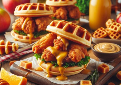 Honey Mustard Chicken and Waffle Sliders